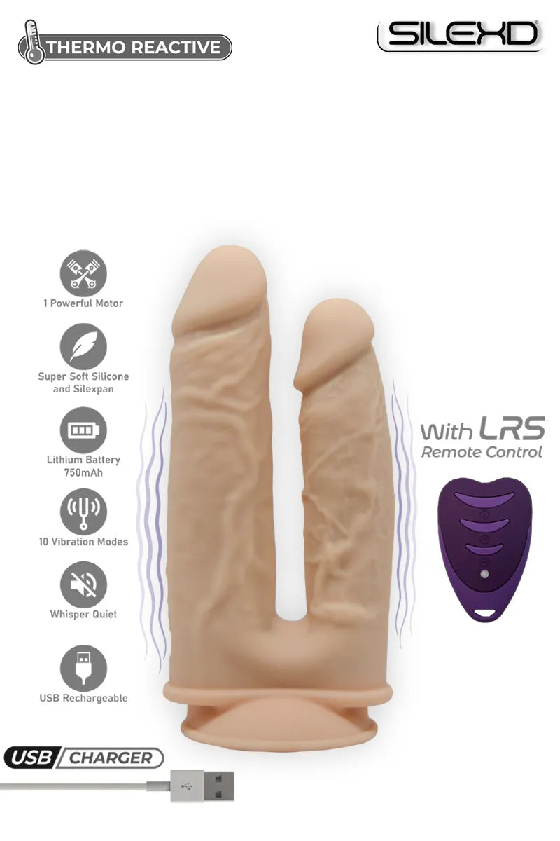 Double gode vibrant télécommandé ventouse chaise réaliste